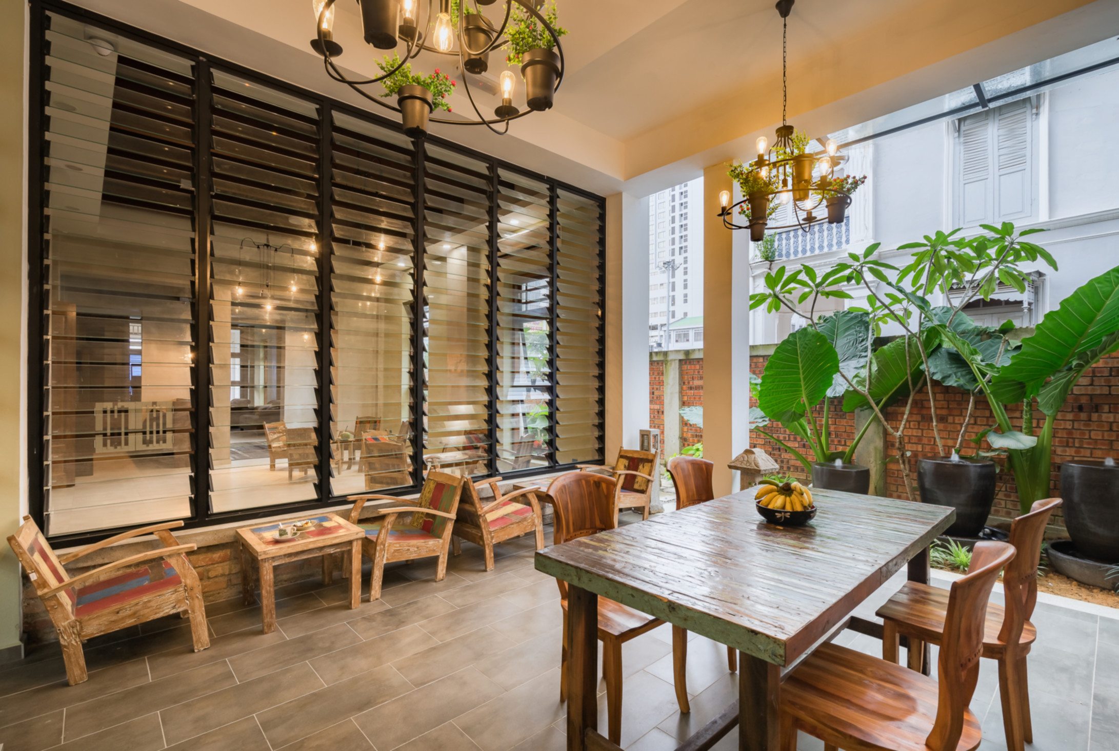 View from the lobby towards the courtyard